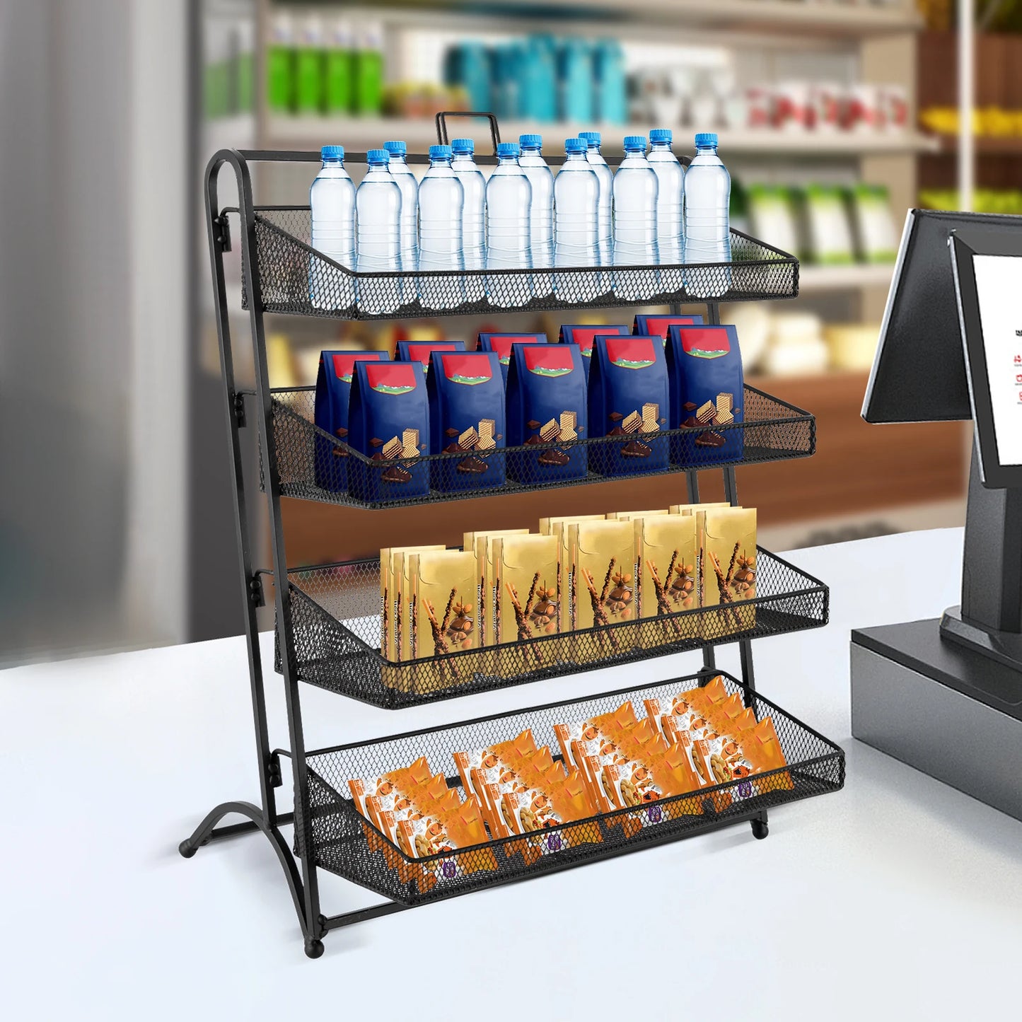 Multifunctional Four‑Tier Retail Counter Display Basket.