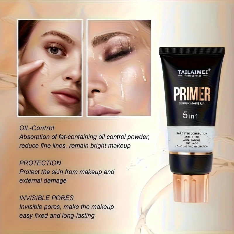 Waterproof Base Transparent Gel Makeup Primer - Full Coverage Matte Foundation With Color Retention, Natural Avocado And Rose Extract