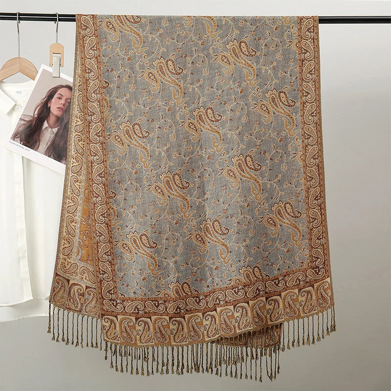Autumn Winter Scarf Women Pashmina Shawls Cashmere Blanket Paisley Warm Thick Chunky Stoles Lady Elegant Poncho Outdoor Bufanda