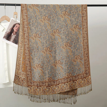 Autumn Winter Scarf Women Pashmina Shawls Cashmere Blanket Paisley Warm Thick Chunky Stoles Lady Elegant Poncho Outdoor Bufanda