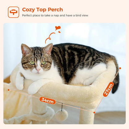 Cat tree Cat Tower for Indoor Cats 2 Styles Cat Activity Tree with Cat Scratching Posts Big Hammock and Removable Top Perch Grey