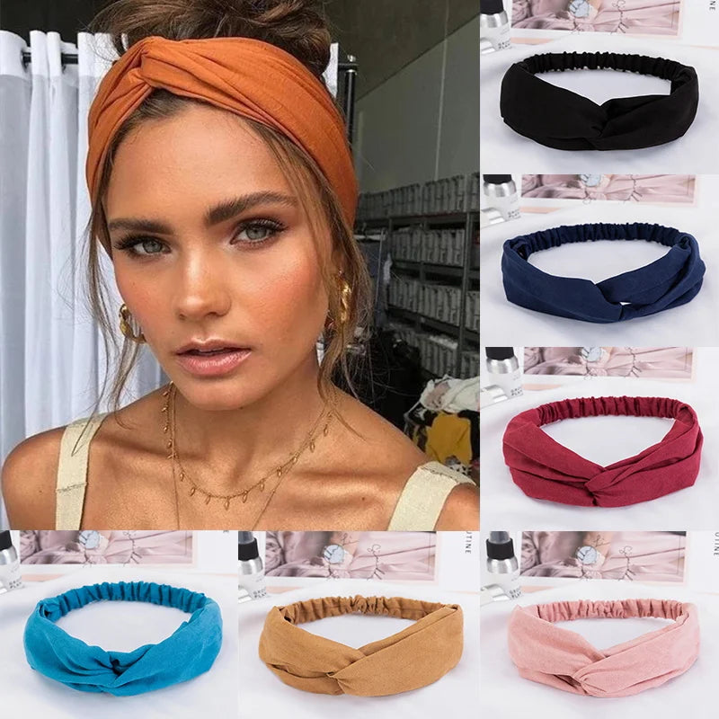 2026 New Design Fashion Women Summer Style Headbands Bohemian Girl Cross Turban Bandage Bandanas Hairbands Hair Accessories