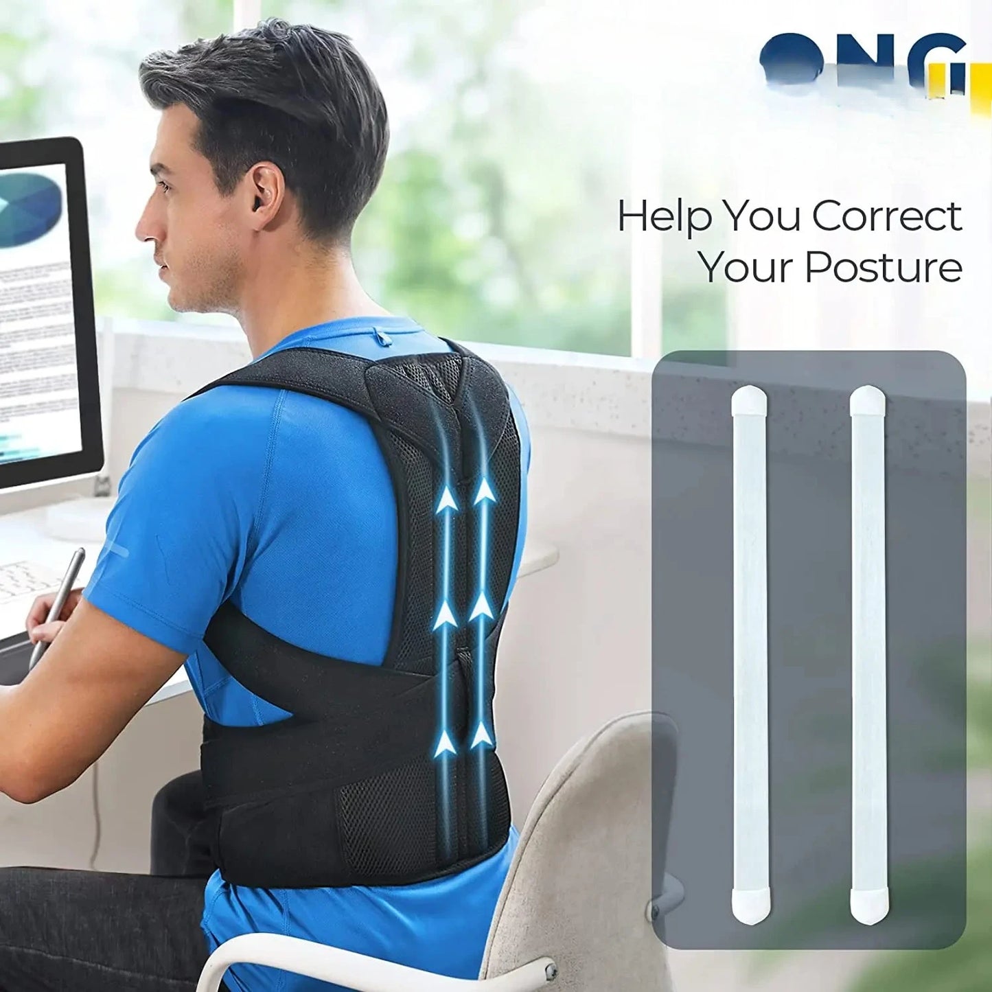 Adjustable lumbar scoliosis posture corrector corset; back support.