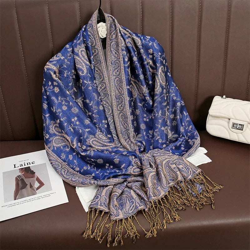 Autumn Winter Scarf Women Pashmina Shawls Cashmere Blanket Paisley Warm Thick Chunky Stoles Lady Elegant Poncho Outdoor Bufanda
