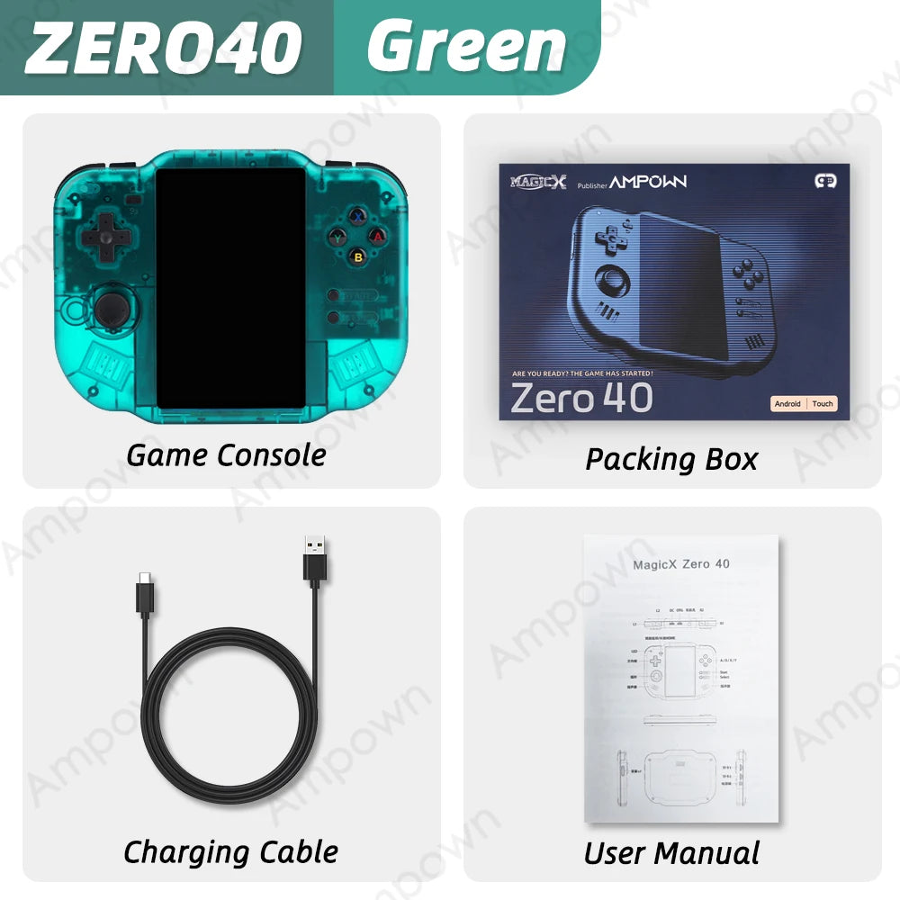 40 Handheld Game Console 4'' IPS Multi-touch Screen Android A133P Magicx Zero40 WiFi Support Vibration Motor for NDS