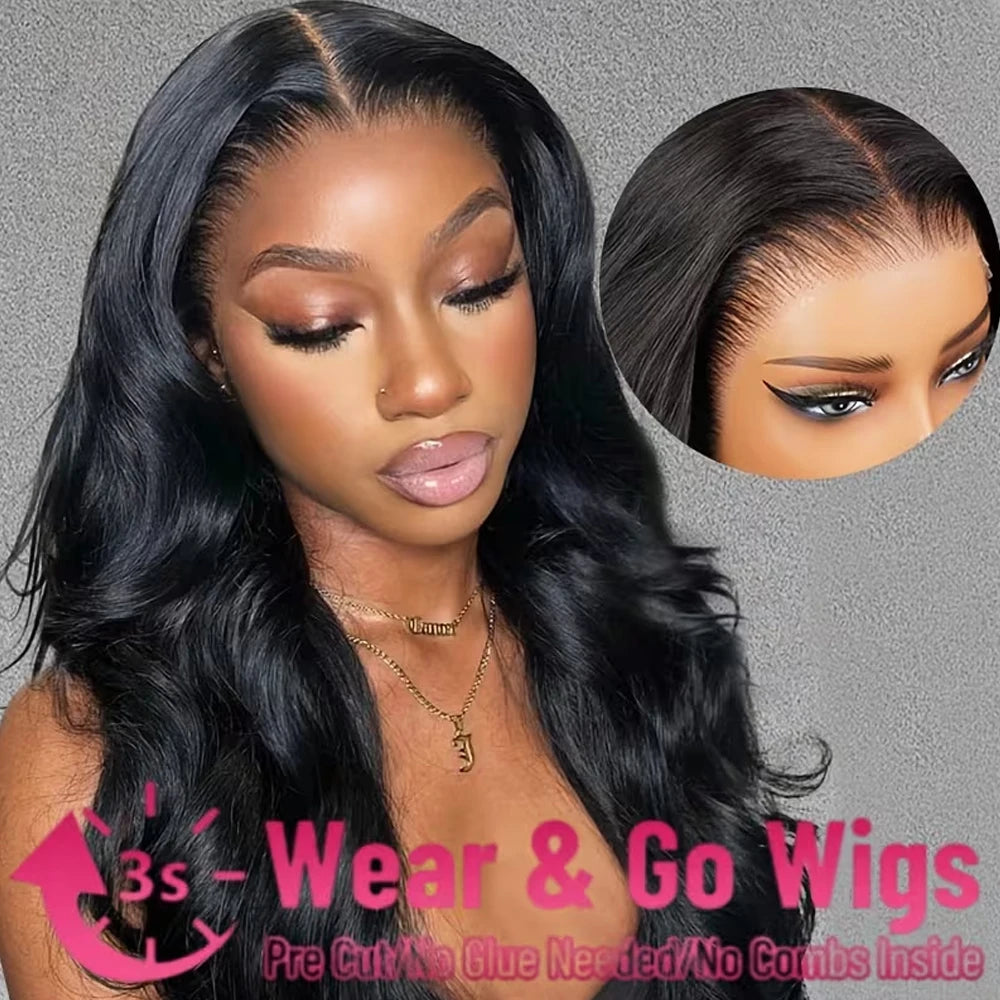 9x6 Glueless Wig Human Hair Pre Plucked Pre Cut Body Wave HD Closure Wig Human Hair Pre Bleached Knots With Baby Hair 250 Density