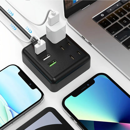 Mini Portable Power Outlet, 3power strip    3 USB, 3.3ft Extension Cord, Fast Charging, Fireproof, For Business Trave