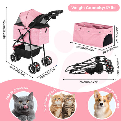 Portable foldable pet stroller