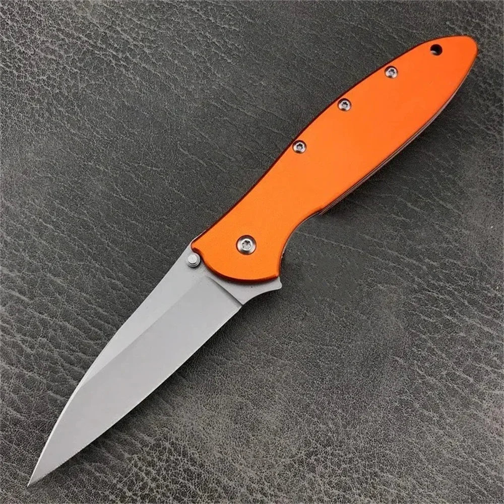 KS 1660 Ken Onion Leek Assisted Flipper Knife Bead Blast Plain Blade Stainless Steel Handles