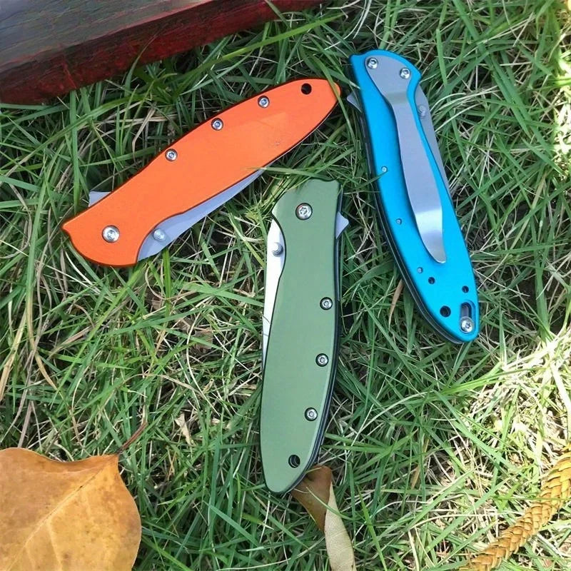 KS 1660 Ken Onion Leek Assisted Flipper Knife Bead Blast Plain Blade Stainless Steel Handles