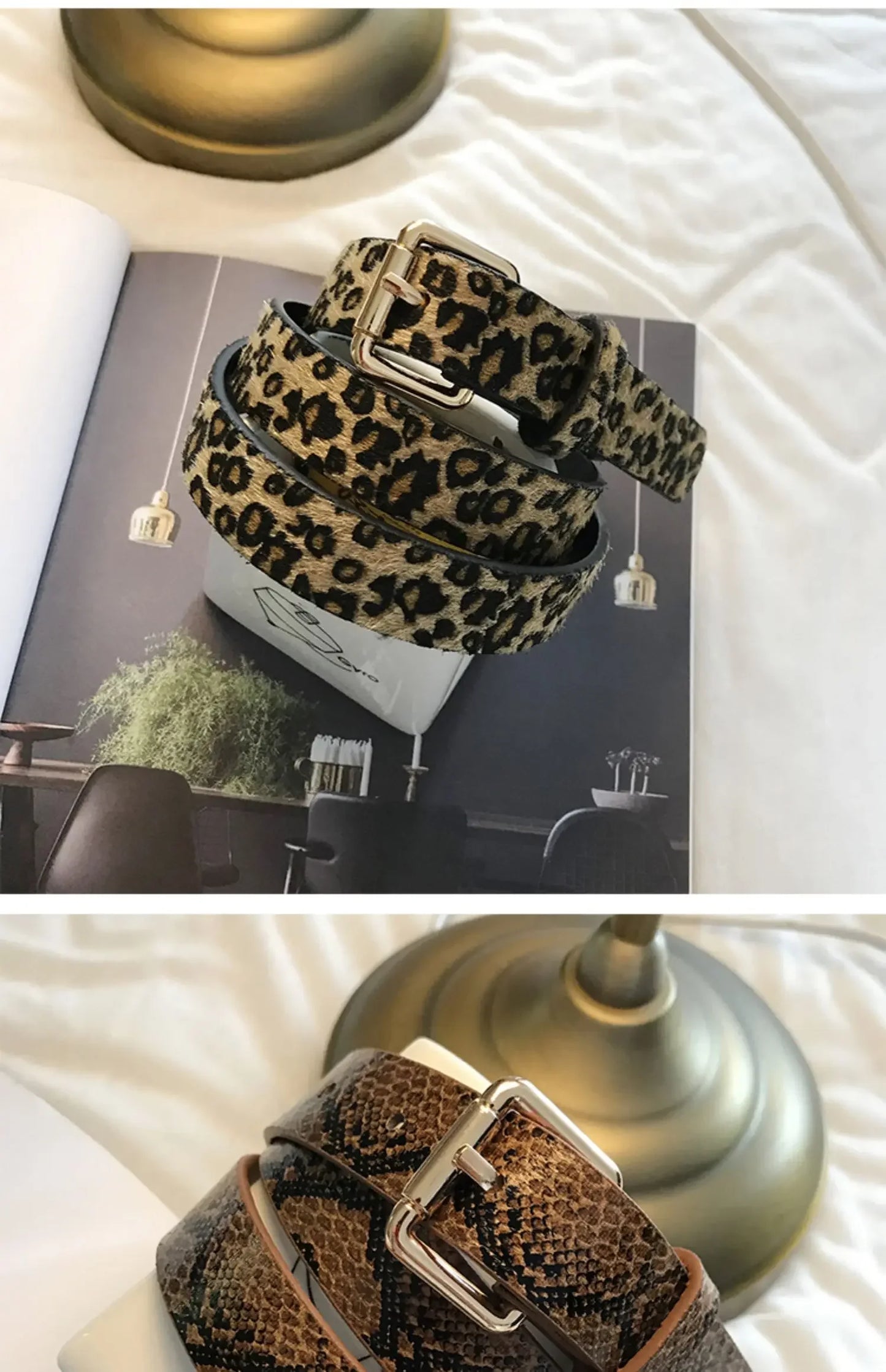 Hot Sale New Fashion Customized PU Leather Leopard Snake Print Slim Belt For Women