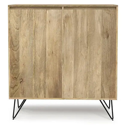 Modern Industrial Solid Mango Wood Cabinet With Metal Hairpin Legs For Living Room