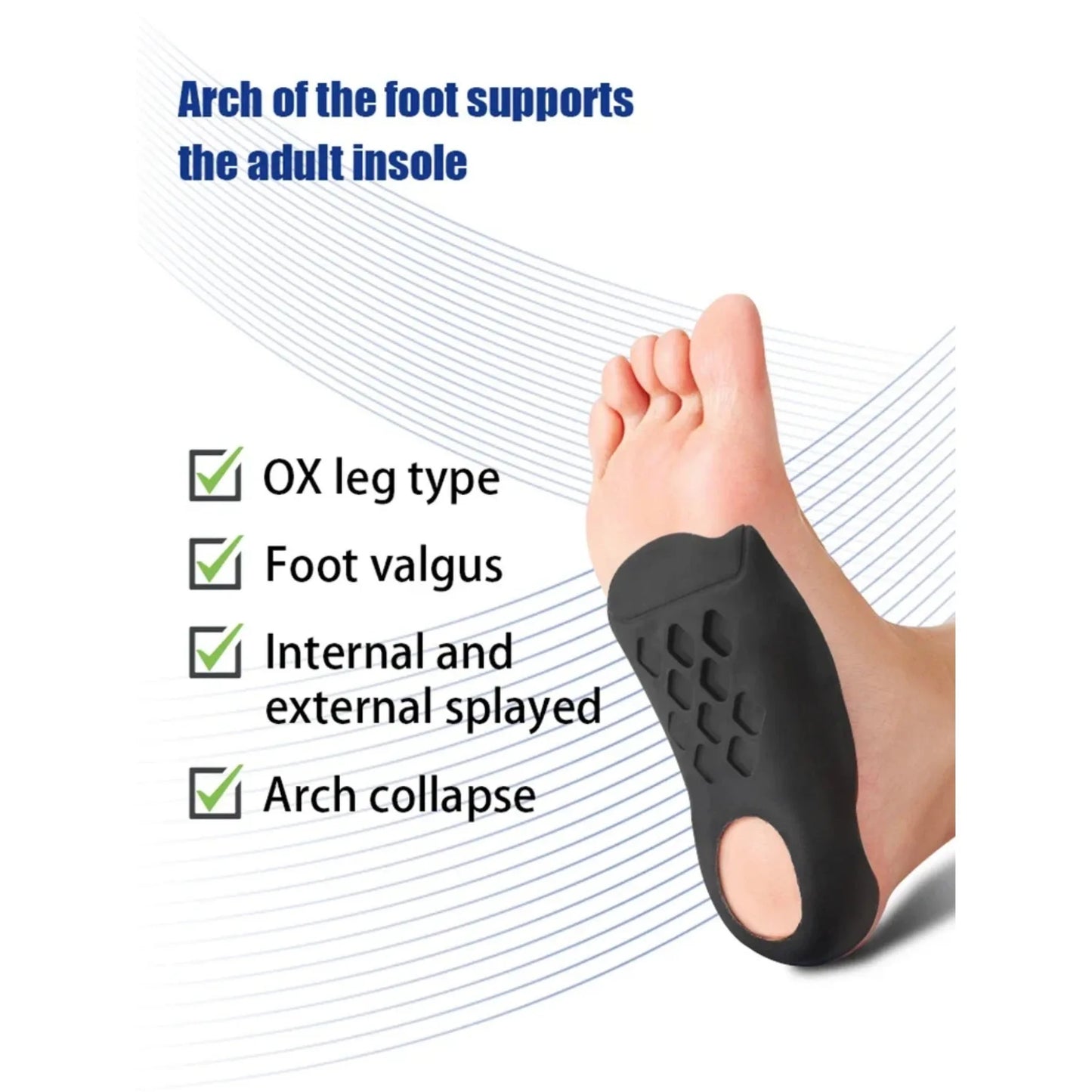 Flat Foot & O-Leg Correction Insoles | Orthopedic Arch Support Insert | Plantar Fasciitis Pain Relief | Unisex Breathable Foot C
