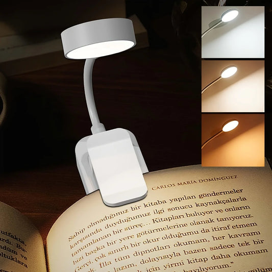USB Rechargeable Clip Book Lamp With Dimmable Light