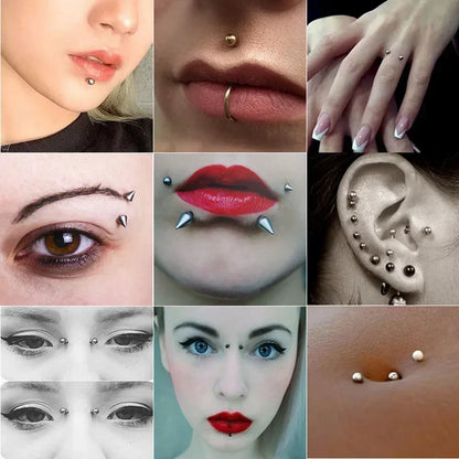 58pcs Non Piercing Lip Nails Sticker Self-adhesive Waterproof Reusable Fake Lip Nail Eyebrow Nose Ring Body Belly Button Jewelry