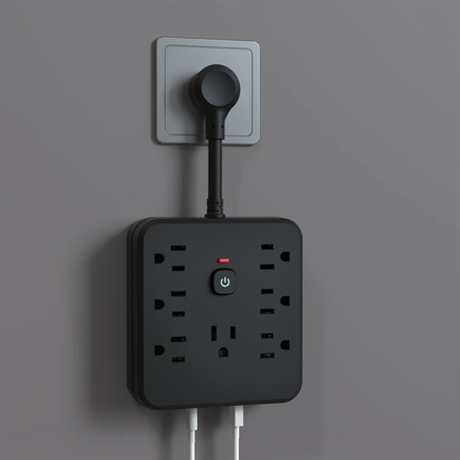 11-in-1 Power Strip with 7 AC Sockets, 3 USB Ports and 1 Type-C Connection | Surge Protector & Multi-Plug Extender, USB Wall