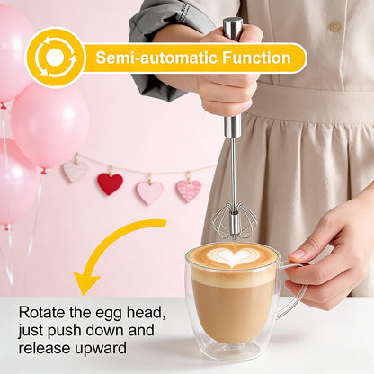 1-Second Mini Whisker, One-Press Handheld Milk Frother &Egg Beater, Perfect Valentine's Day Gift for Home Bakers & Coffee Lovers