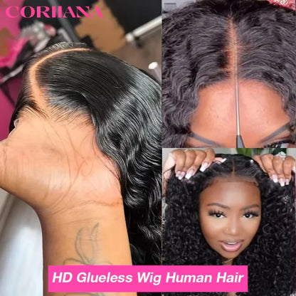 Wear And Go Water Wave 13x6 Hd Glueless Wig Human Hair For Women 7x5 Frontal Curly Lace Front Wigs On Clearance Sale 250 Density