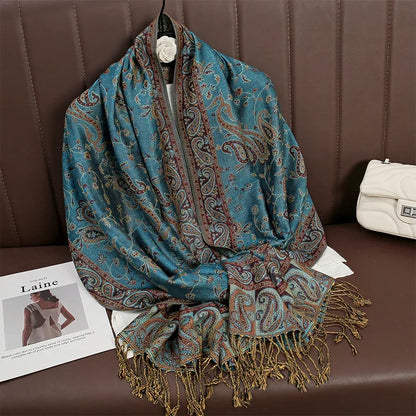 Autumn Winter Scarf Women Pashmina Shawls Cashmere Blanket Paisley Warm Thick Chunky Stoles Lady Elegant Poncho Outdoor Bufanda
