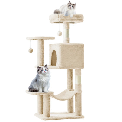 MCQ 44IN Cat Tree Tower Cat Climbing Tower with Natural Sisal Scratching Posts Pet Condo for Indoor Cats and Kittens Play