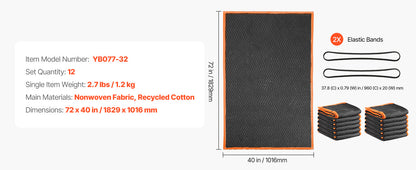 SucceBuy Moving Blanket 6/12Pcs Packing Blankets with Cotton Filling Nonwoven Fabric Padded Moving Blanket for Shipping Wrapping