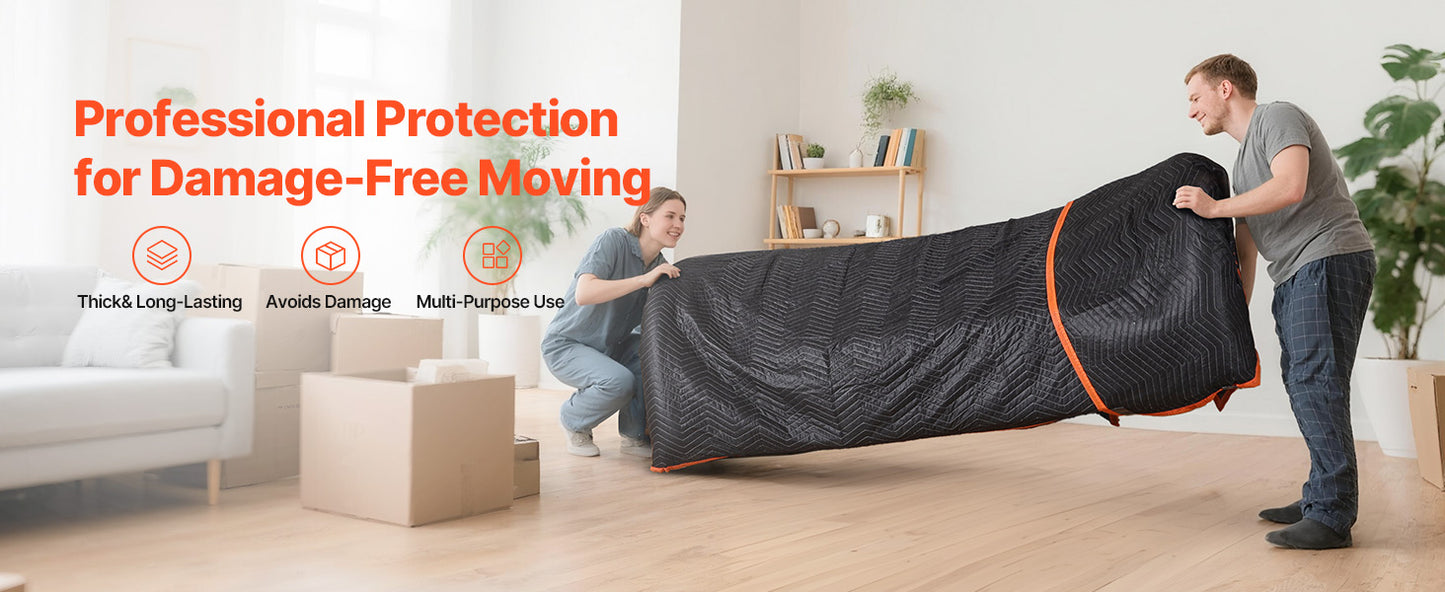 SucceBuy Moving Blanket 6/12Pcs Packing Blankets with Cotton Filling Nonwoven Fabric Padded Moving Blanket for Shipping Wrapping